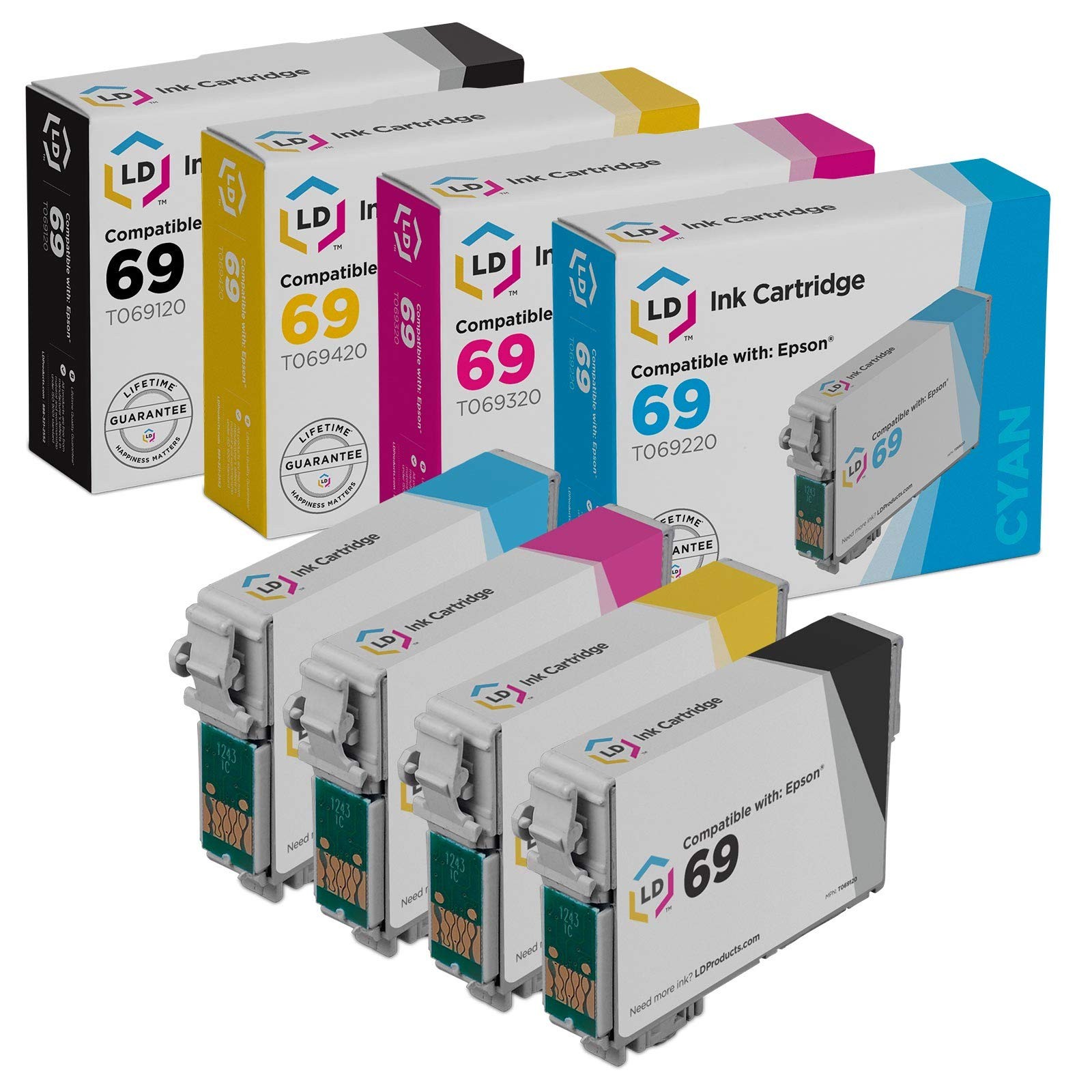 LD Replacement Ink for Epson T069 Set of 4: T069120 T069220 T069320 T069420