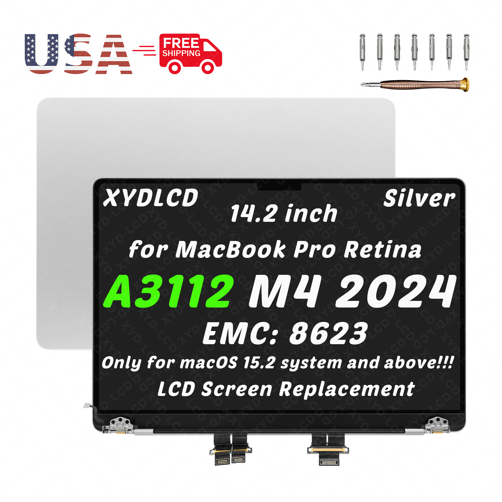 14" for Apple Macbook Pro A3112 M4 2024 EMC 8623 LCD Screen Display Replacement