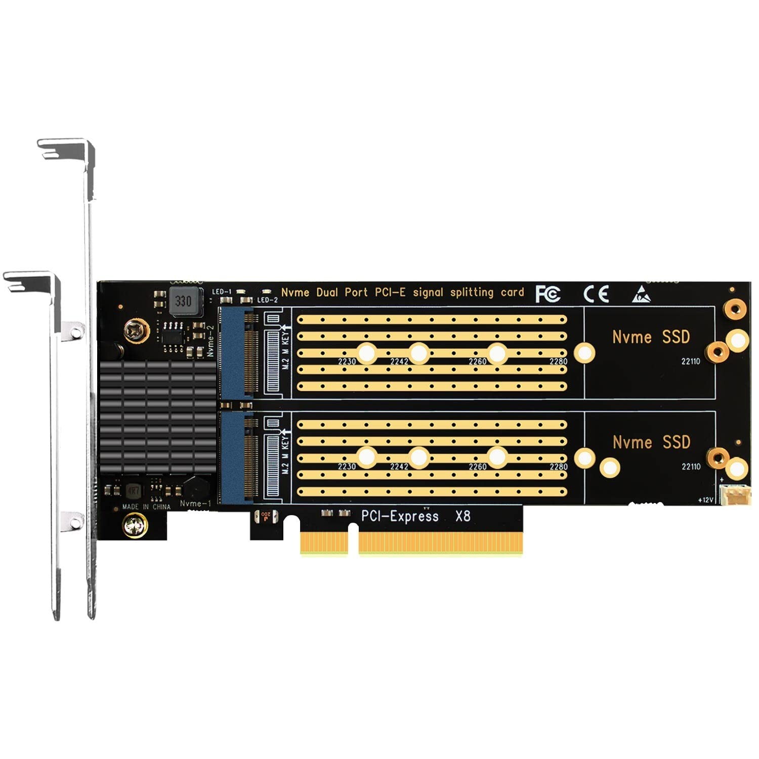 GLOTRENDS PA21 Dual M.2 NVMe to PCIe 4.0 X8 Adapter without PCIe Bifurcation ...