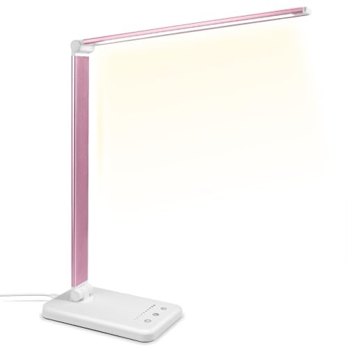 Desk Lamp, LED Desk Light with 10 Brightness Levels, 5 Color CLASSIC Pink