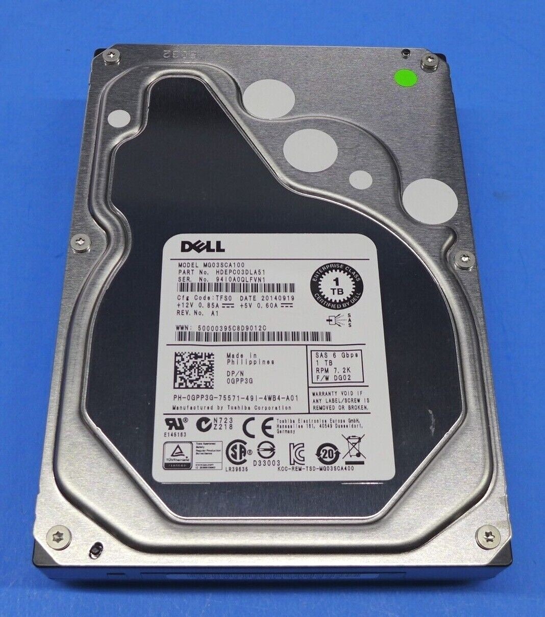 Genuine Dell 1TB 3.5" SAS Hard Drive 7.2K RPM 6GB MG03SCA100 GPP3G