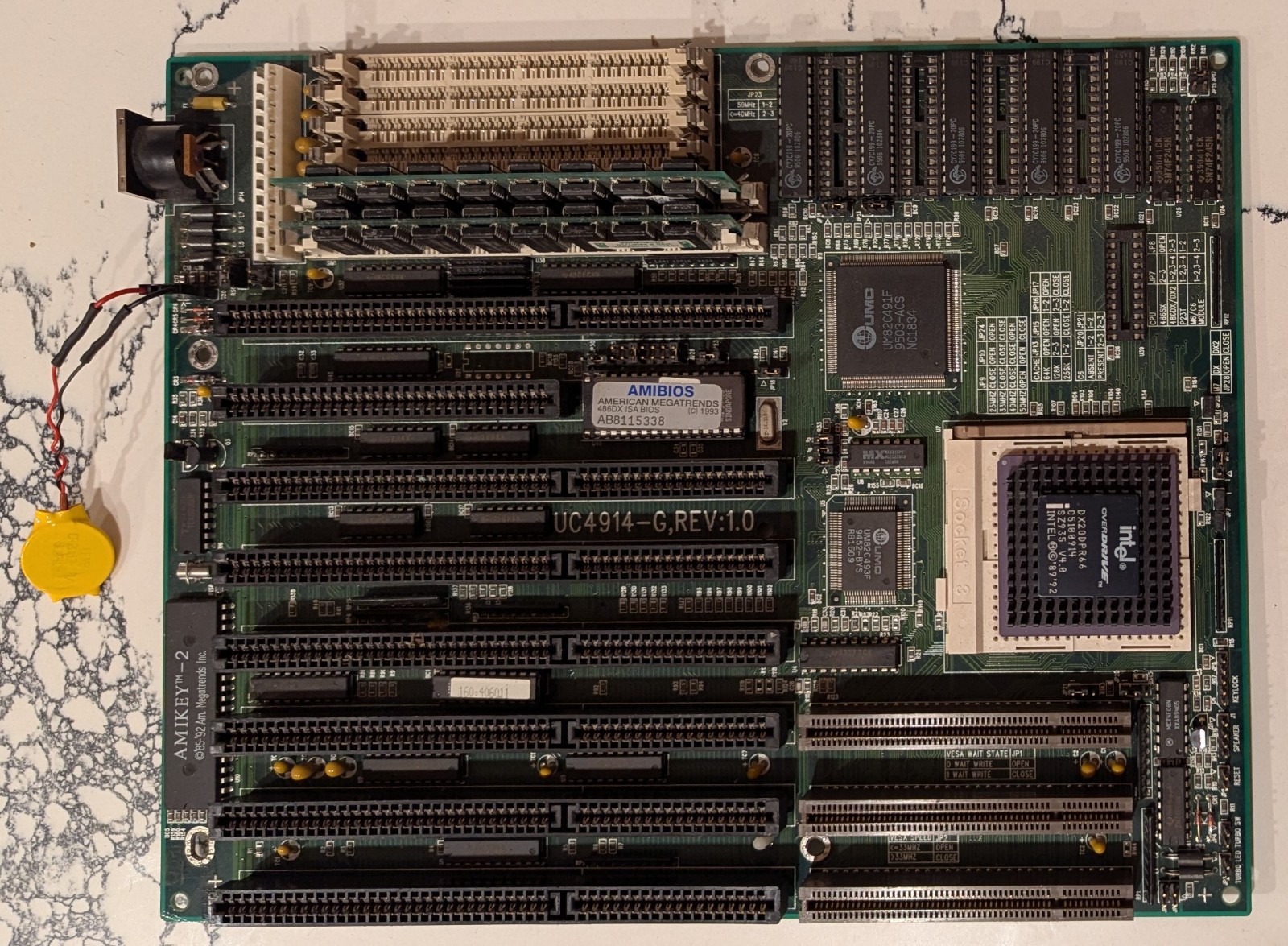 ECS UC4914-G Socket 3 Motherboard with Intel Overdrive 486DX2 66MHz Cpu 64KB Ram