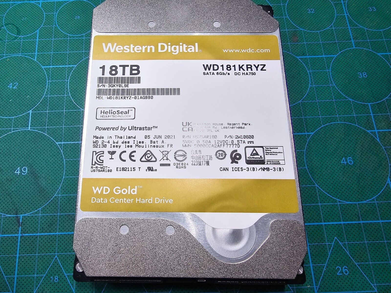 WD Gold WD181KRYZ Enterprise Class 18TB 7200RPM SATA 512MB Cache 3.5inch HDD