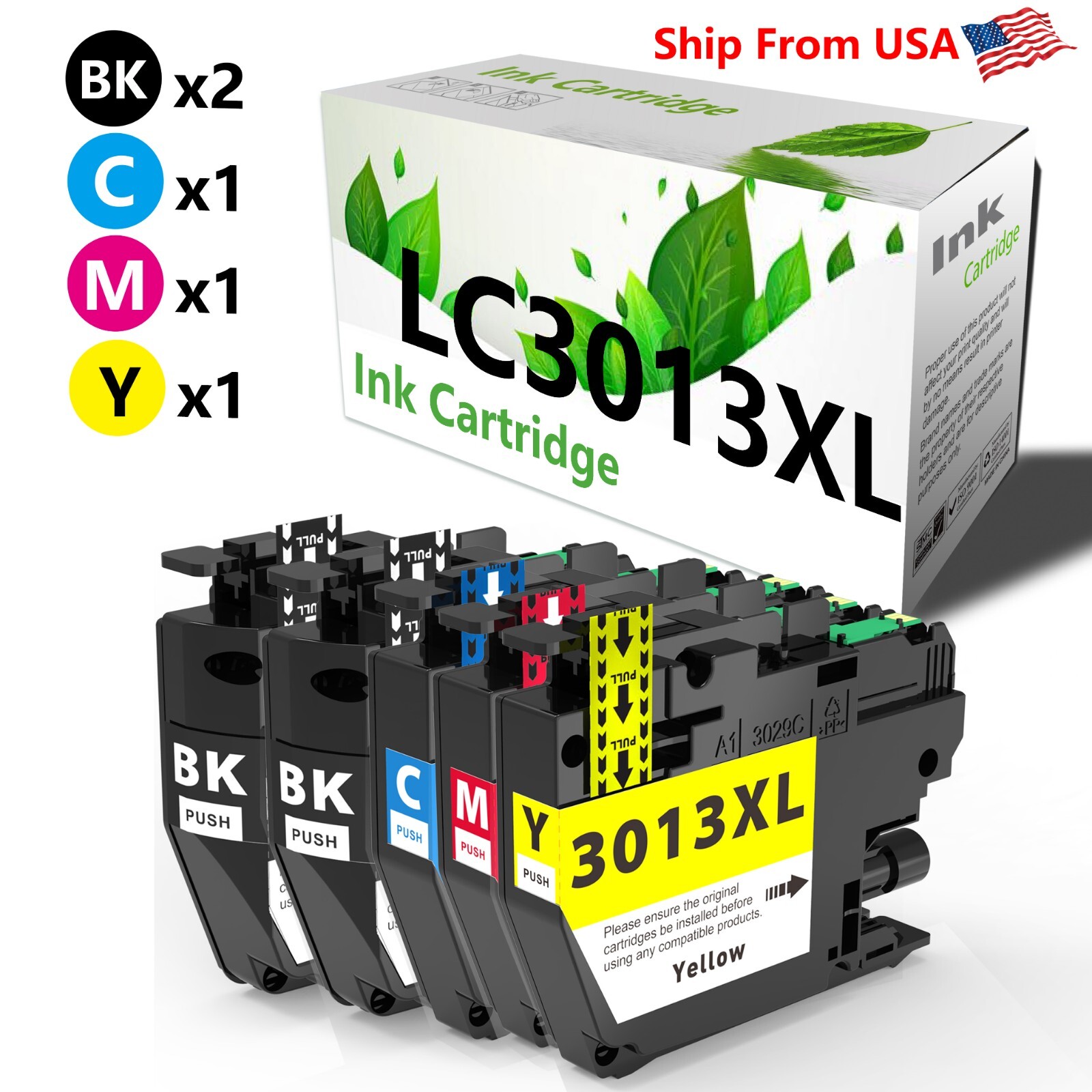5PK Compatible Brother LC3013 Ink Cartridge BK/C/M/Y for MFC-J491DW MFC-J497DW