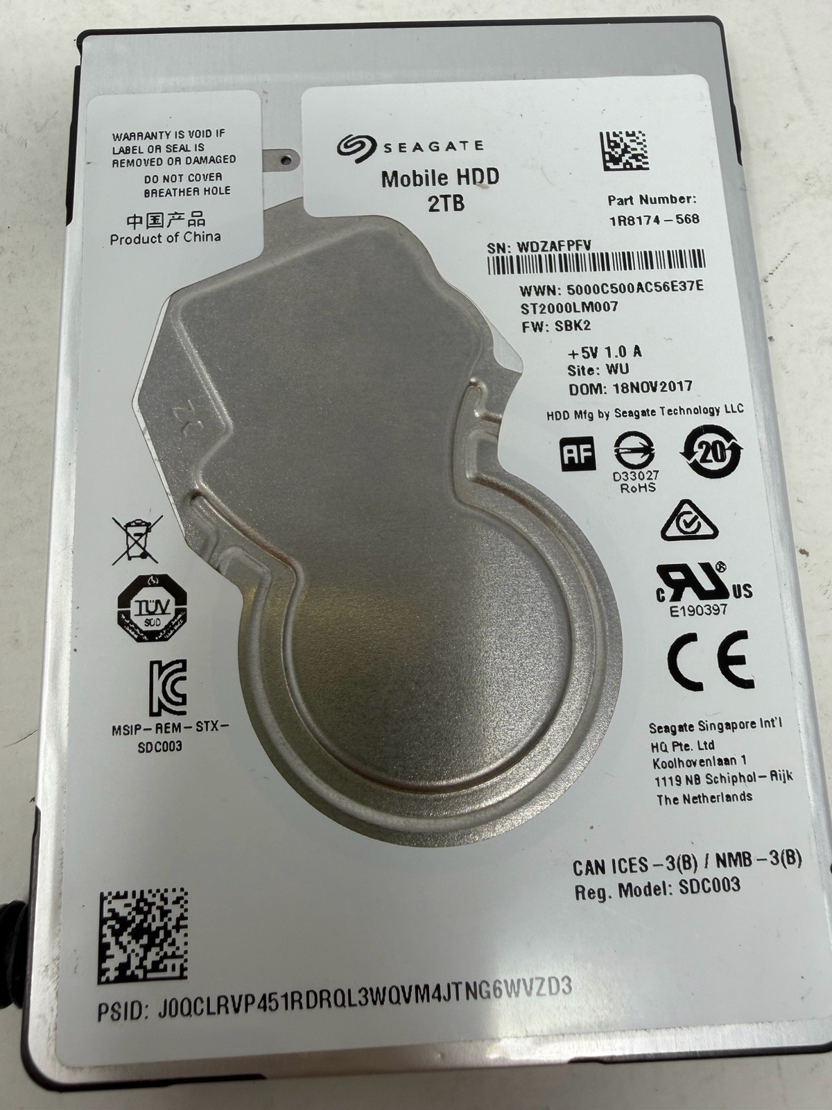Seagate Mobile ST2000LM007 2TB 2.5" SATA 6Gb/s Laptop HDD 7mm OEM 1R8174-568