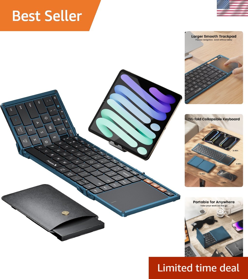 Multi-Functional Portable Keyboard with Trackpad & PU Leather Bag - Travel Ready