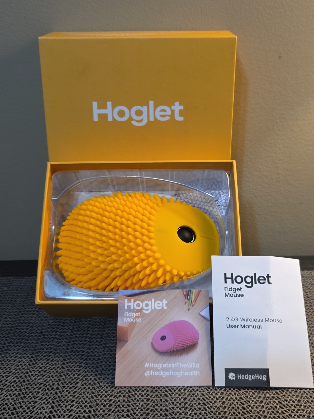 HedgeHog Hoglet Fidget Mouse WirelessOptical Tactile Ergonomic Apricot E/Battery