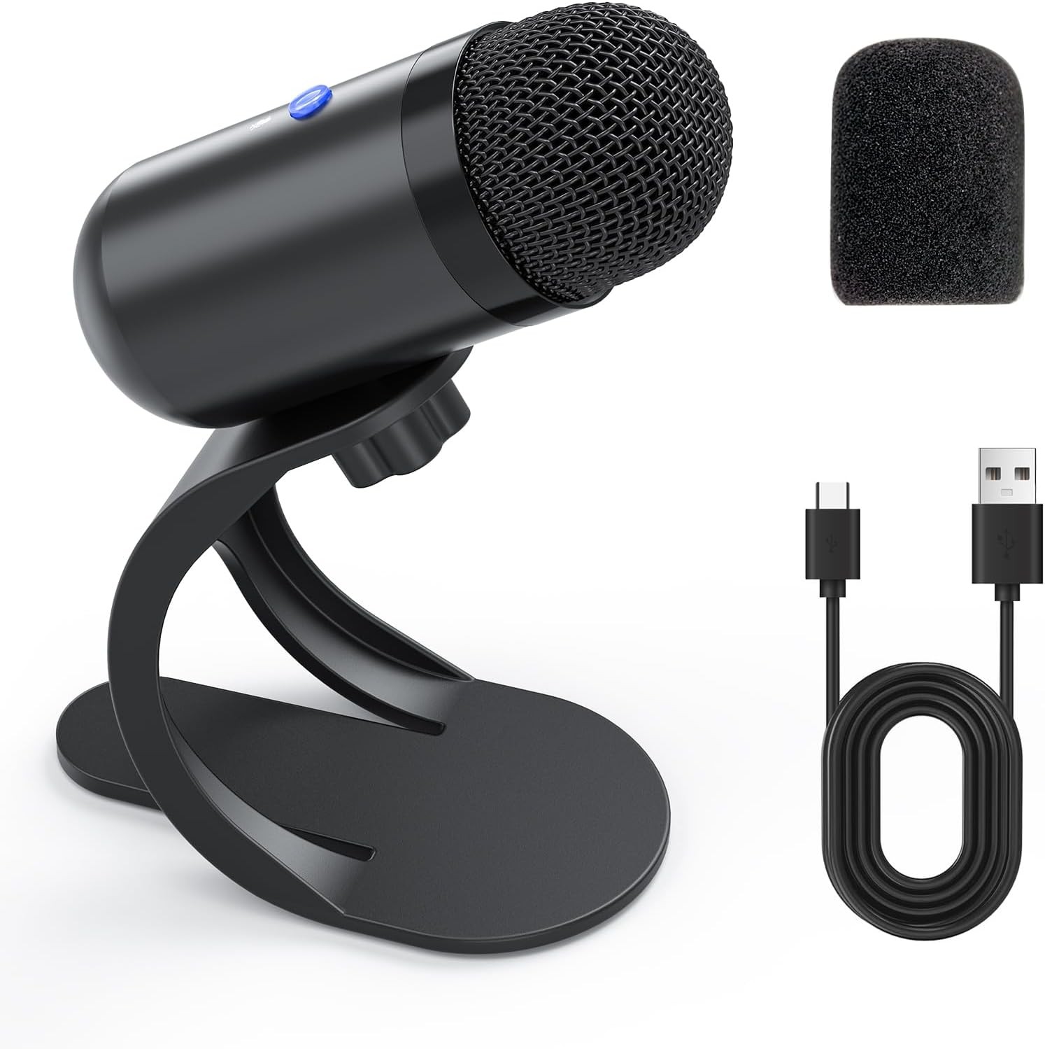 USB Computer Microphone Plug and Play Desktop Condenser Mic with Mute Button