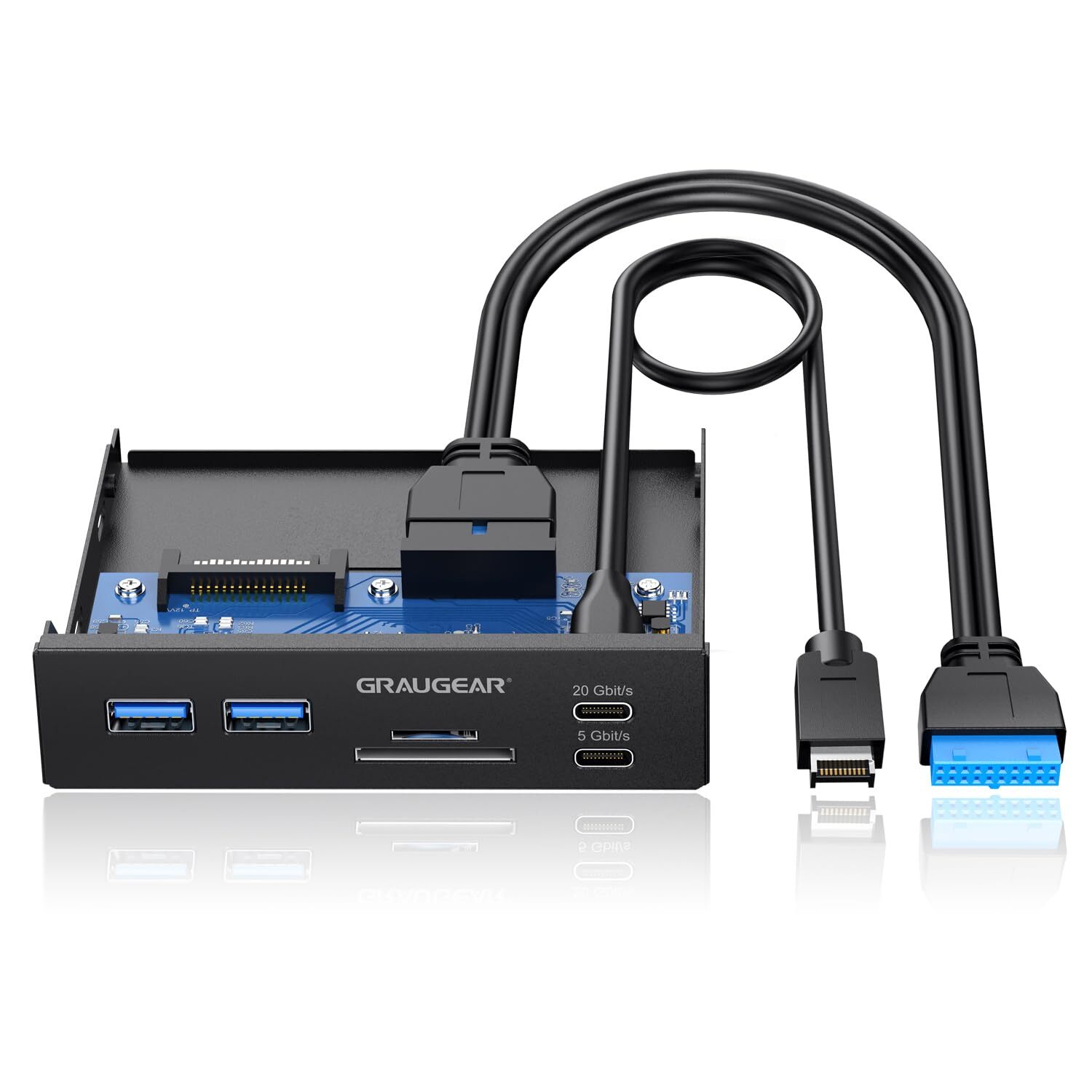 	GRAUGEAR 3.5 Inch Front Panel USB Hub W/Internal Card Reader 10Gbps USB3.2	