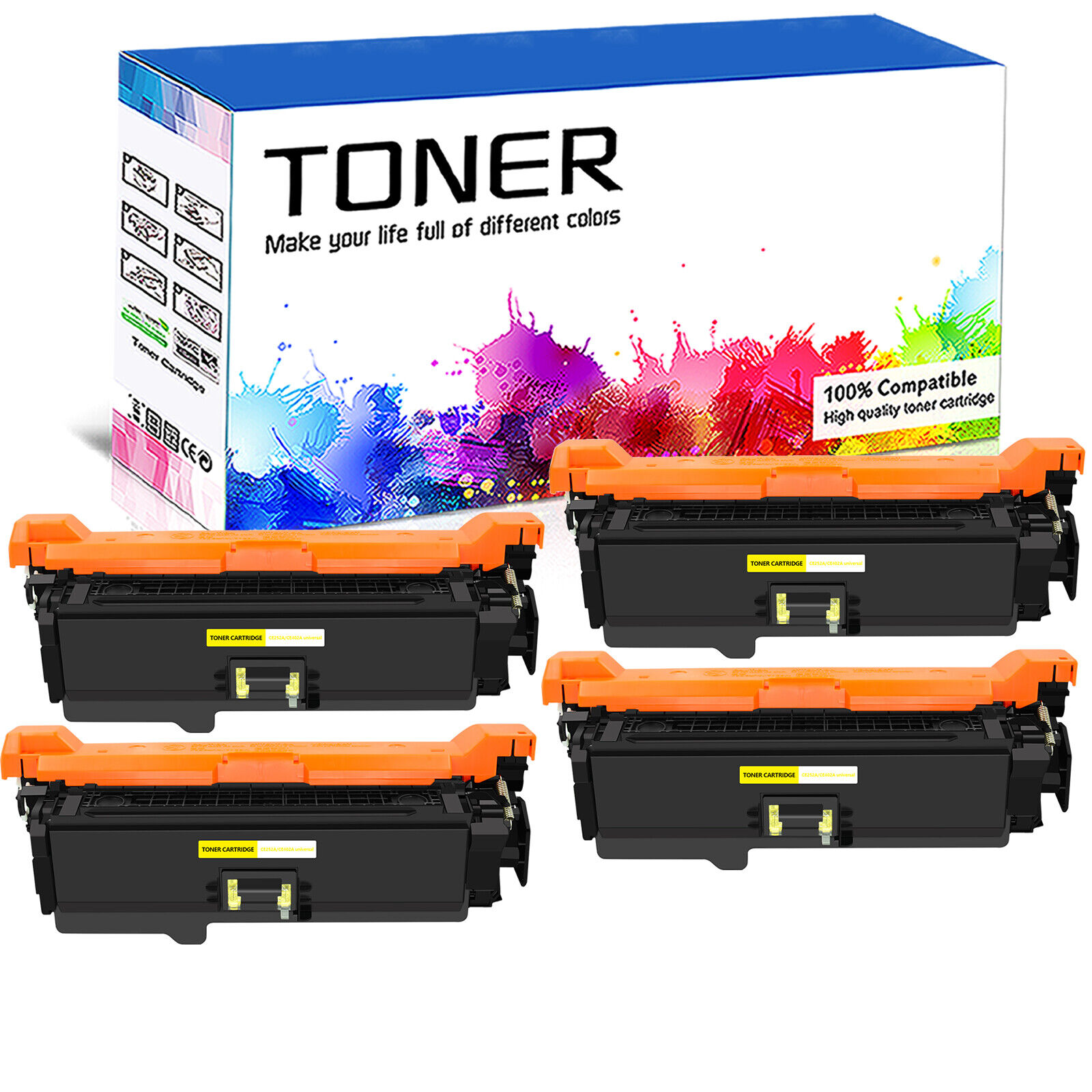 4 PK/Pack Yellow CE252A 504A Toner for HP LaserJet CP3525dn CP3525n 3525x CP3530