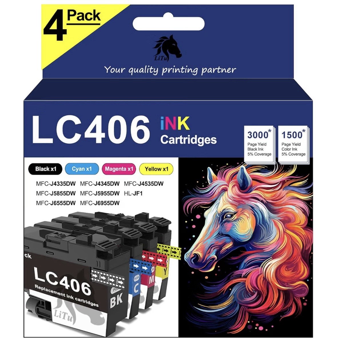 LC406 Ink Cartridges Compatible for Brother LC406 LC406XL LC 406XL. .