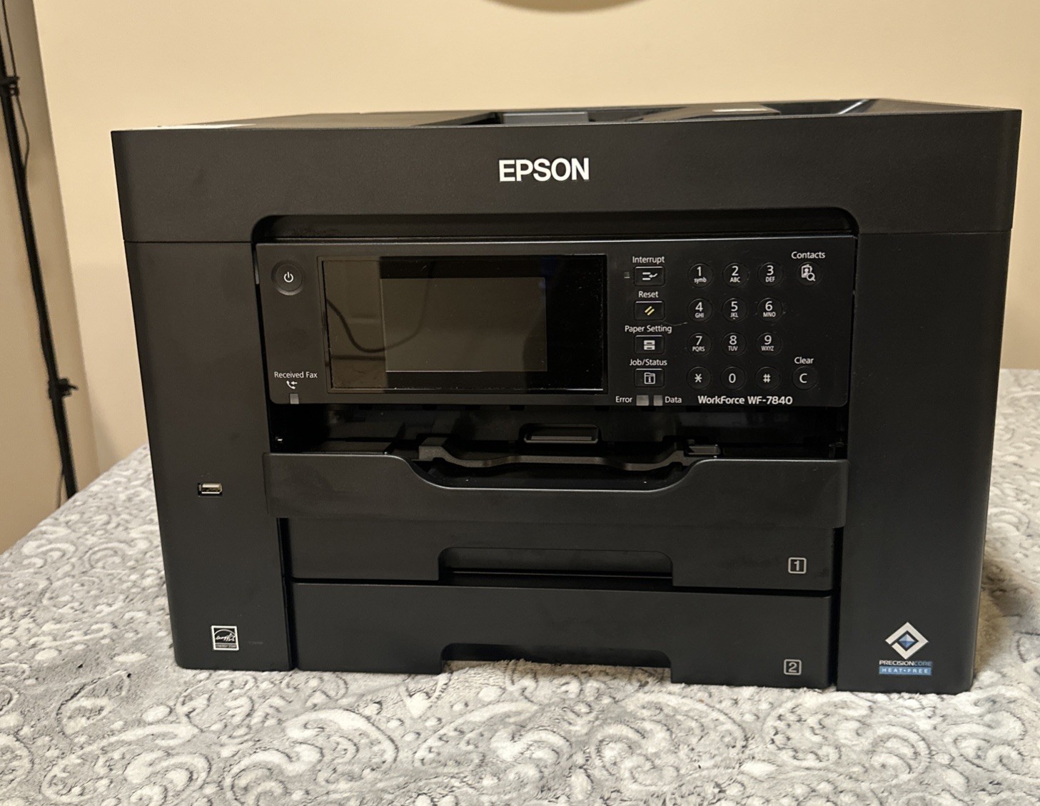 Epson Workforce Pro WF-7840 Wide Format All-in-One Printer - Tested Includes Ink
