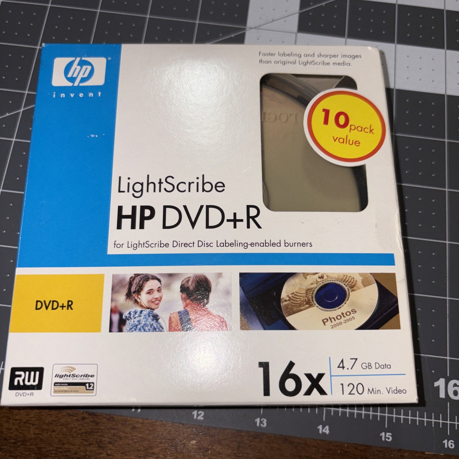 HP Lightscribe DVD+R 4.7GB 120min Video 16x (10 Pack) NEW