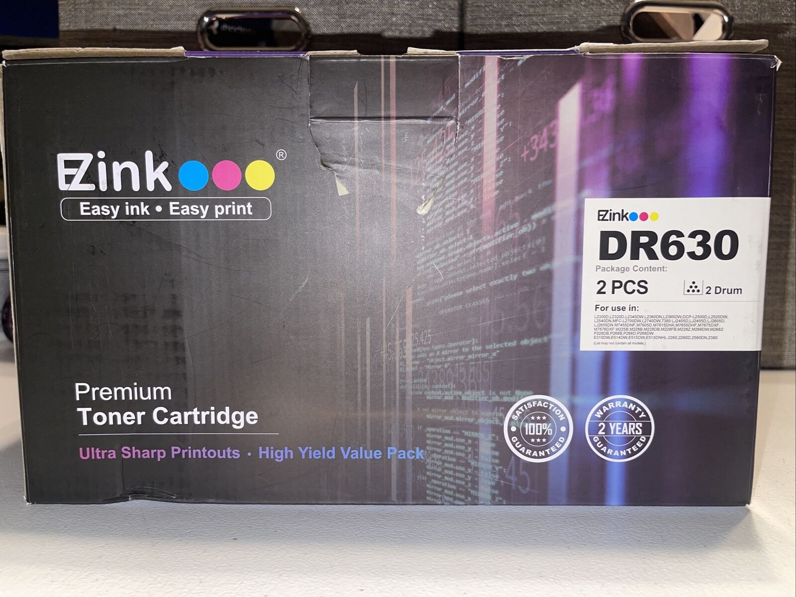 EZink 2pk Premium Drum Unit Compatible with DR630 READ. black