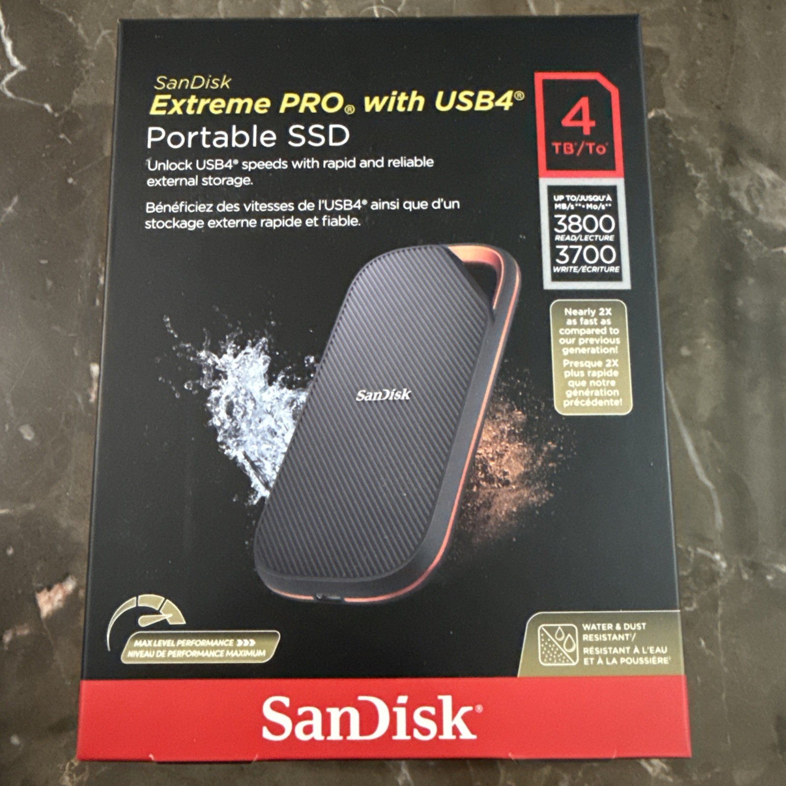 SanDisk Extreme PRO USB4 Portable SSD 4TB SDSSDE82-4T00-G25 3800MB/s NEW SEALED