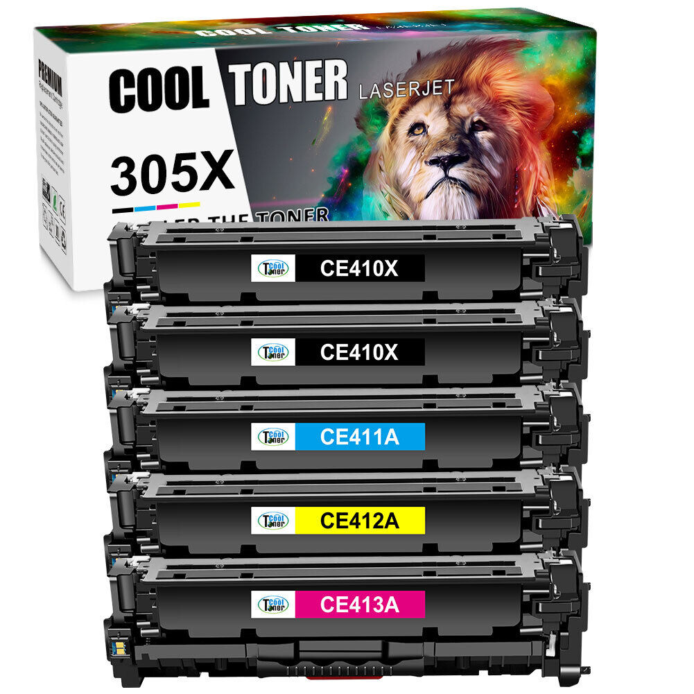 5 Pack CE410A CE410X Toner For HP 305A 305X LaserJet Pro 400 Color M451dn M451dw