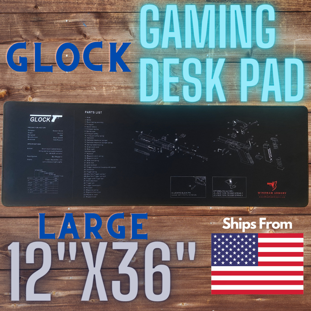 Extended Large GLOCK Gun Style Gaming Mouse Pad Computer Keyboard Mat XL