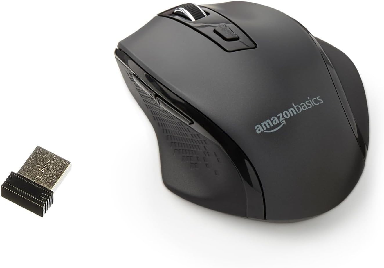 10 Pack Amazon Basics 3-Button Wireless Computer Mouse, Black