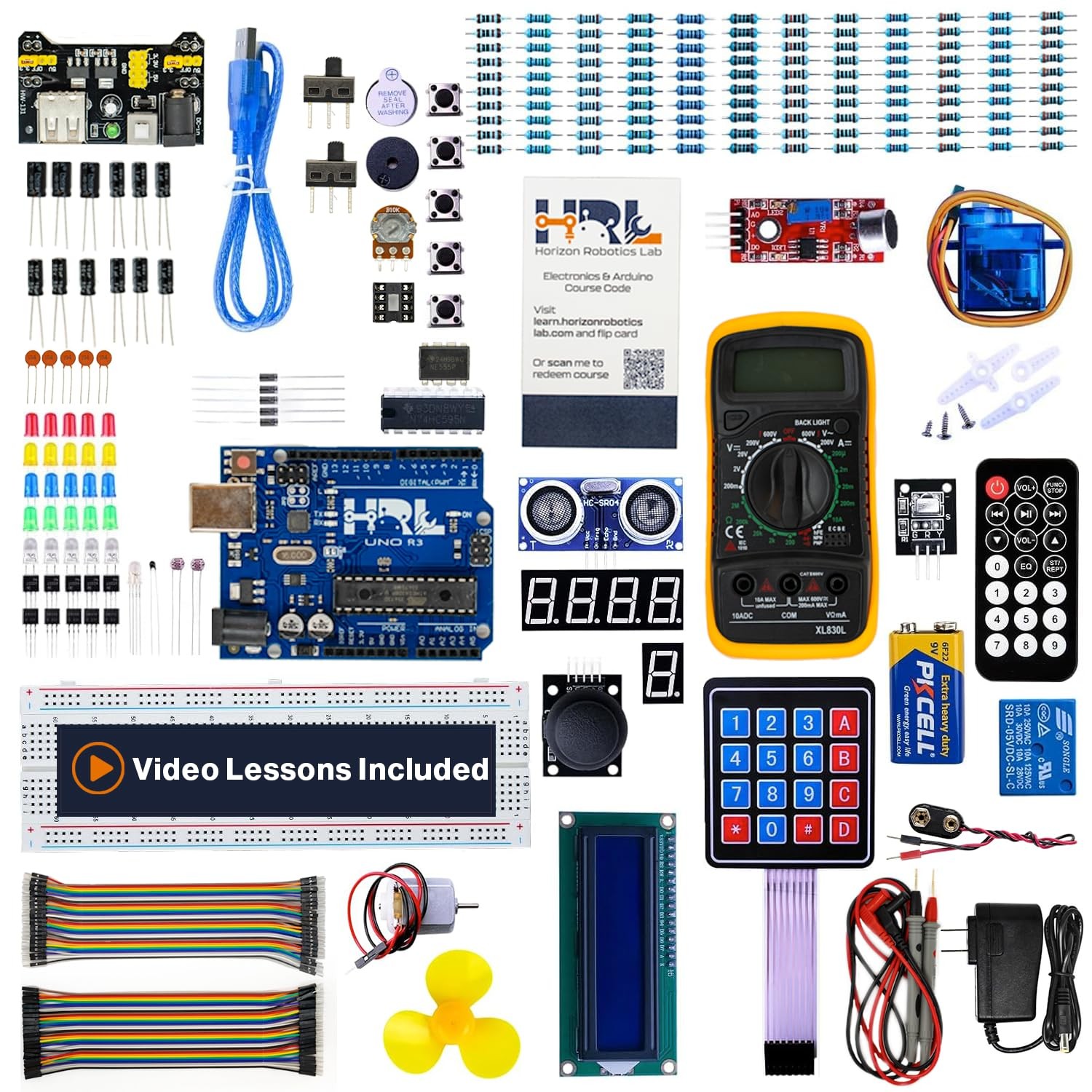 Horizon Uno Electronics Starter Kit with Video Lessons – Arduino-Compatible...