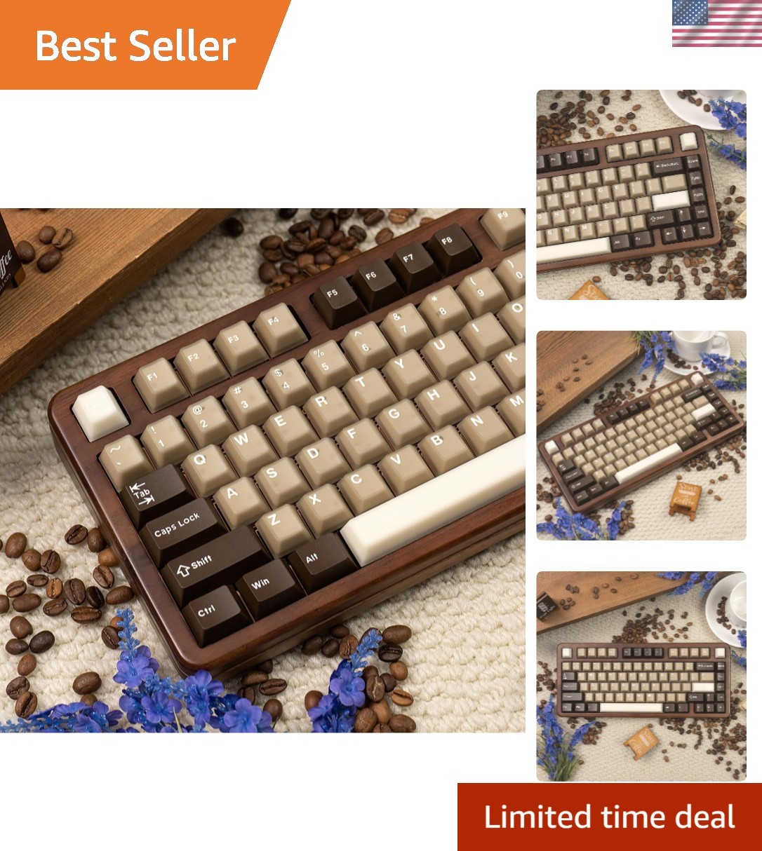 164 Keys Coffee Translucent Keycaps Doubleshot PBT Cherry Profile Keycap Set
