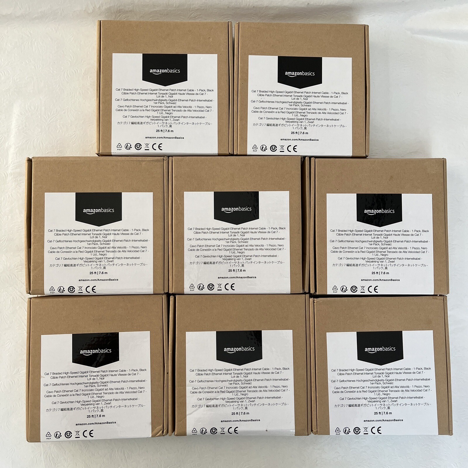 Amazon Cat-7 Braided RJ45 Gigabit Ethernet Patch Internet Cable 25 ft Lot of 8