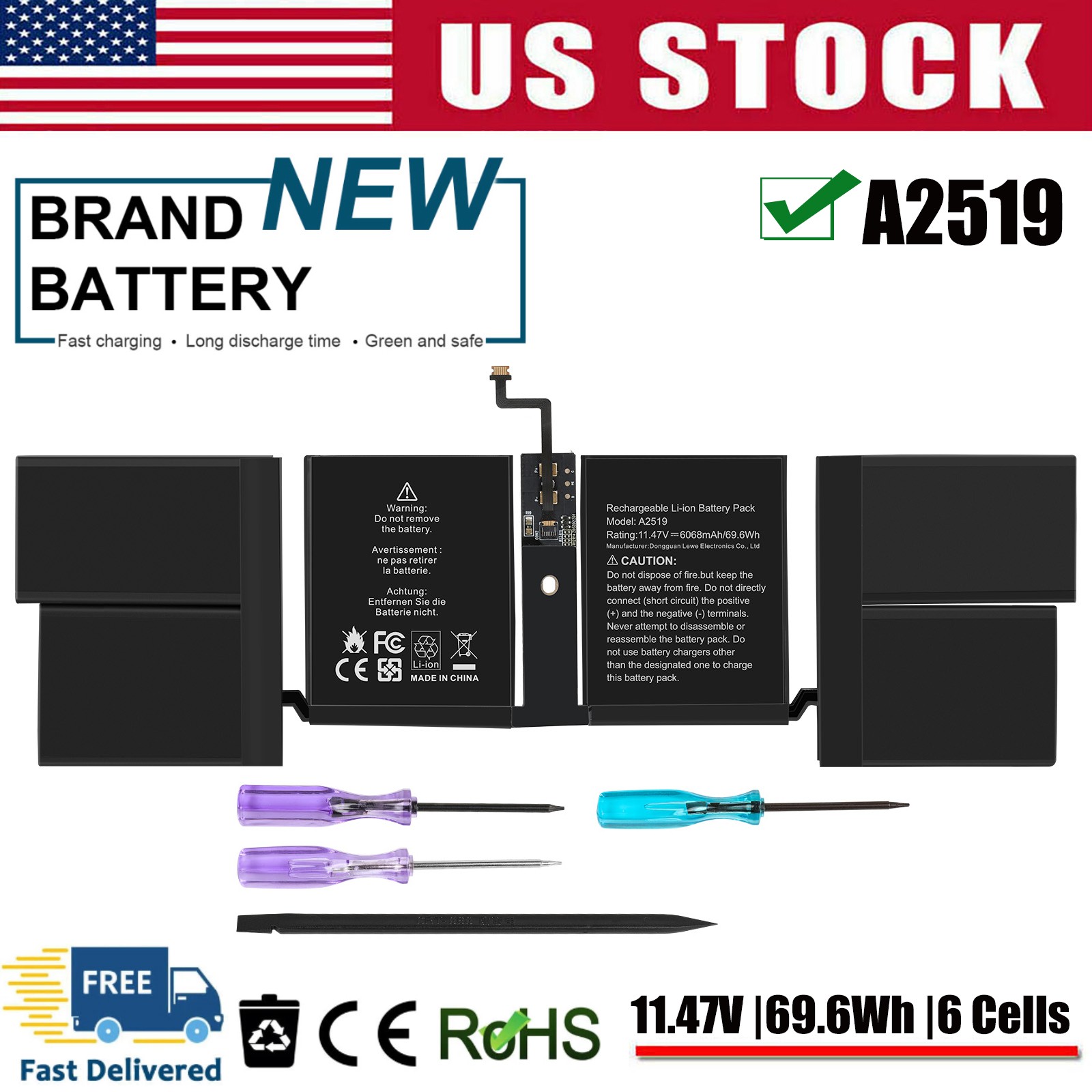 ✅Replacement A2519 Battery for MacBook Pro 14'' A2442 2021 M1 Pro Late 2021 Year