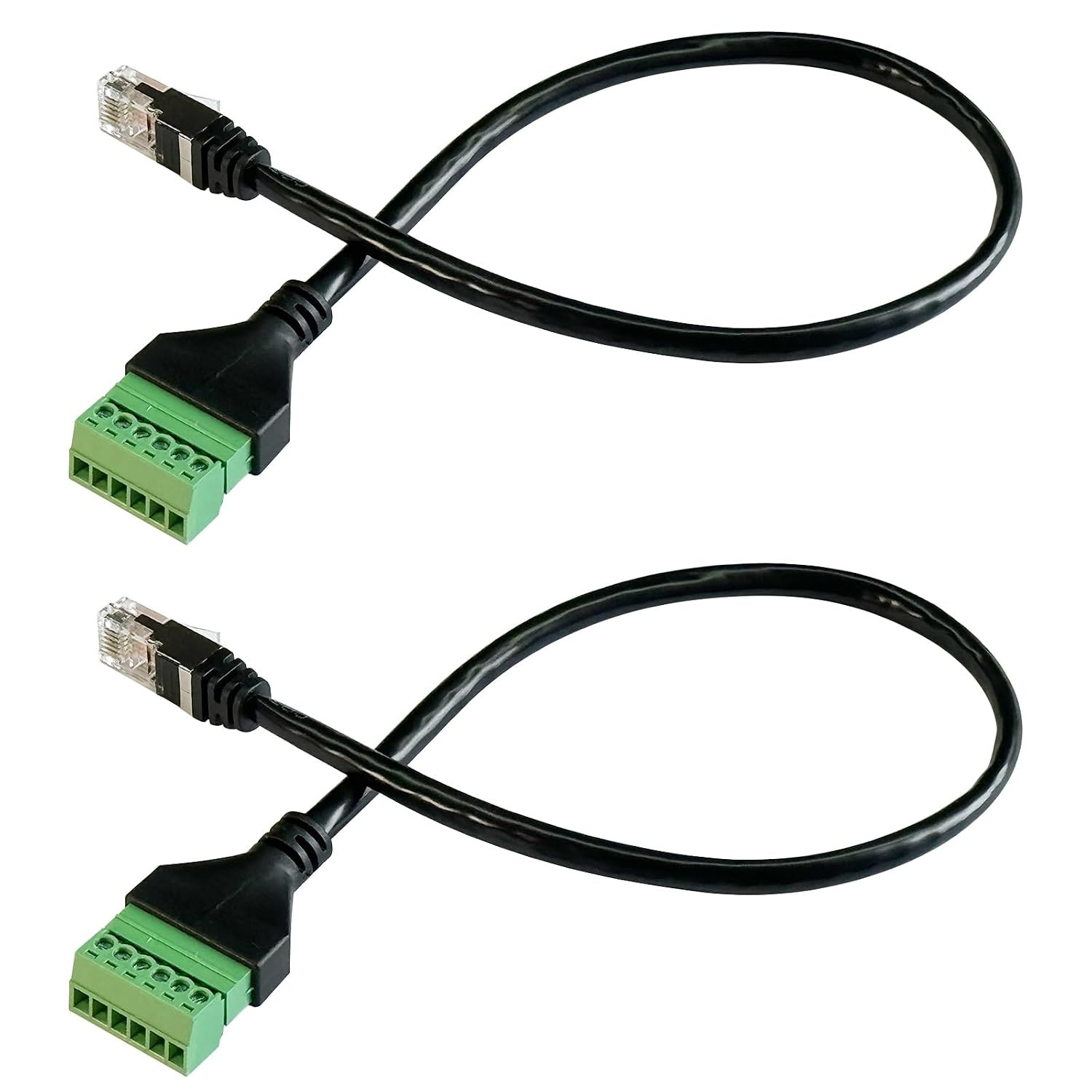 2Pcs RJ11 Male to 6 Pins Screw Terminal Block Adapter for Cat3 Telephone Handset