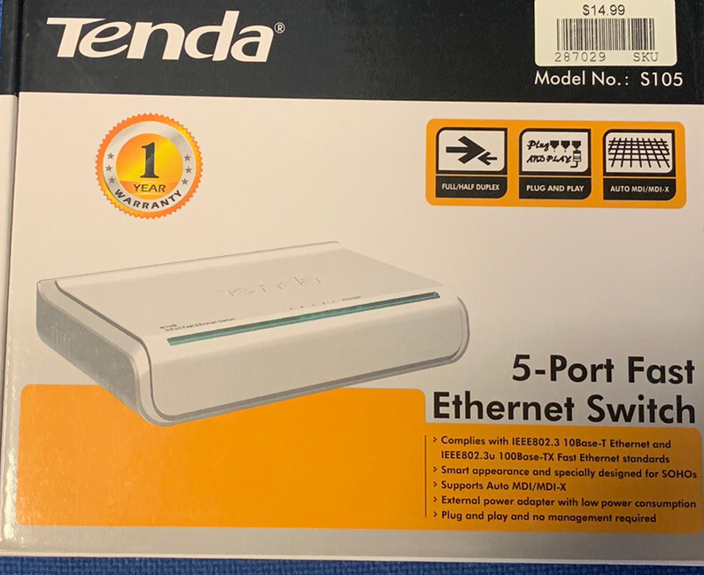Tenda 5-Port 100Mbs Ethernet Switch Model S105
