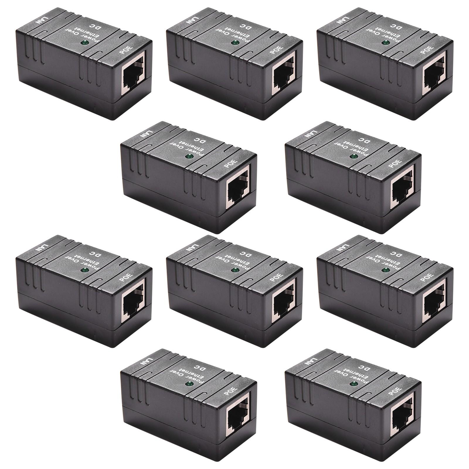 10PCS Passive RJ-45 POE Injector Splitter Power Over Ethernet Adapter