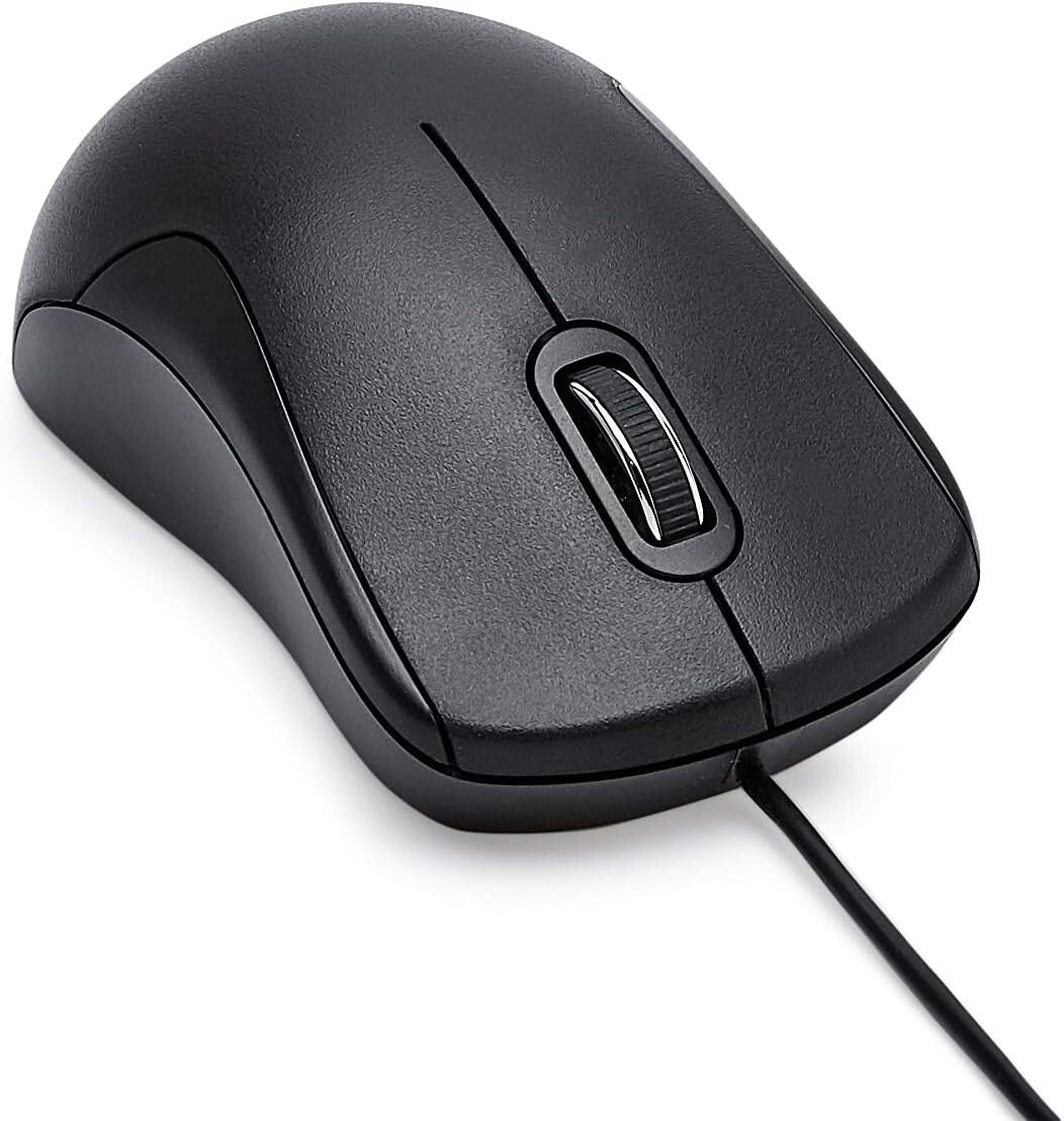 Amazon Basics 3-Button USB Wired Mouse - Standard, Black