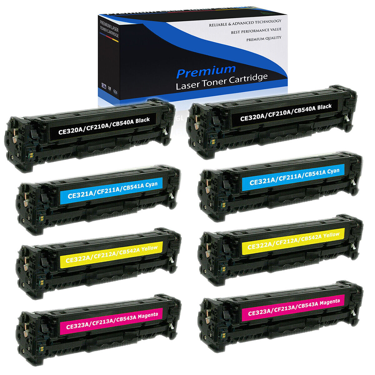 8PK BK/C/Y/M CE320A-CE323A 128A Toner For HP LaserJet Pro CM1415FNW CP1525NW