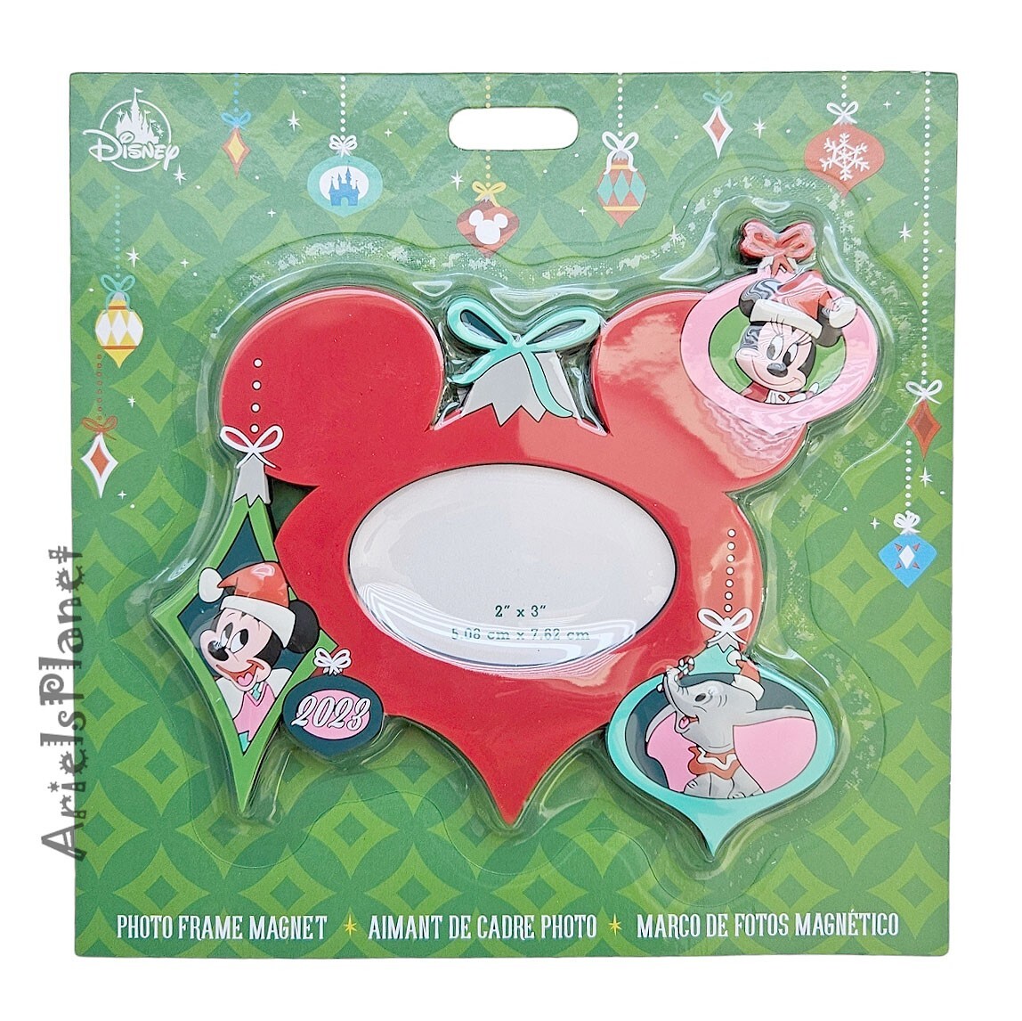 Disney Parks Santa Mickey Minnie Mouse & Dumbo Christmas Photo Frame Magnet
