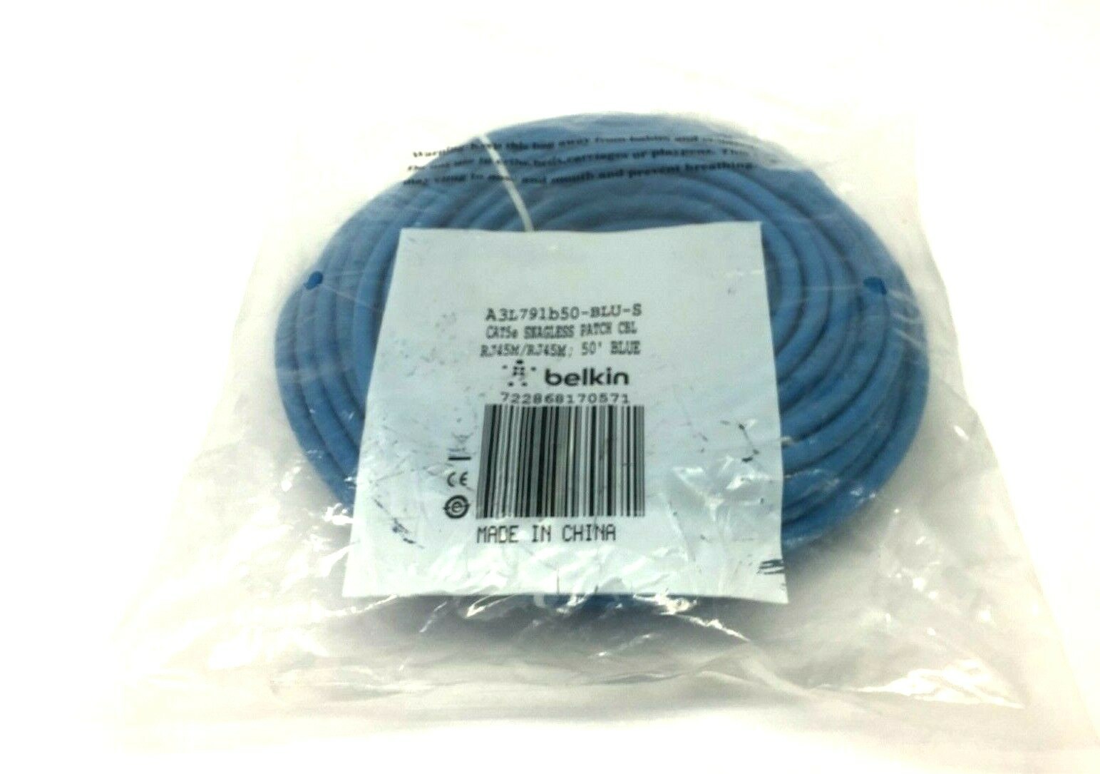 Belkin A3L791B50-BLU-S Snagless Patch Cable 50ft Length RJ45