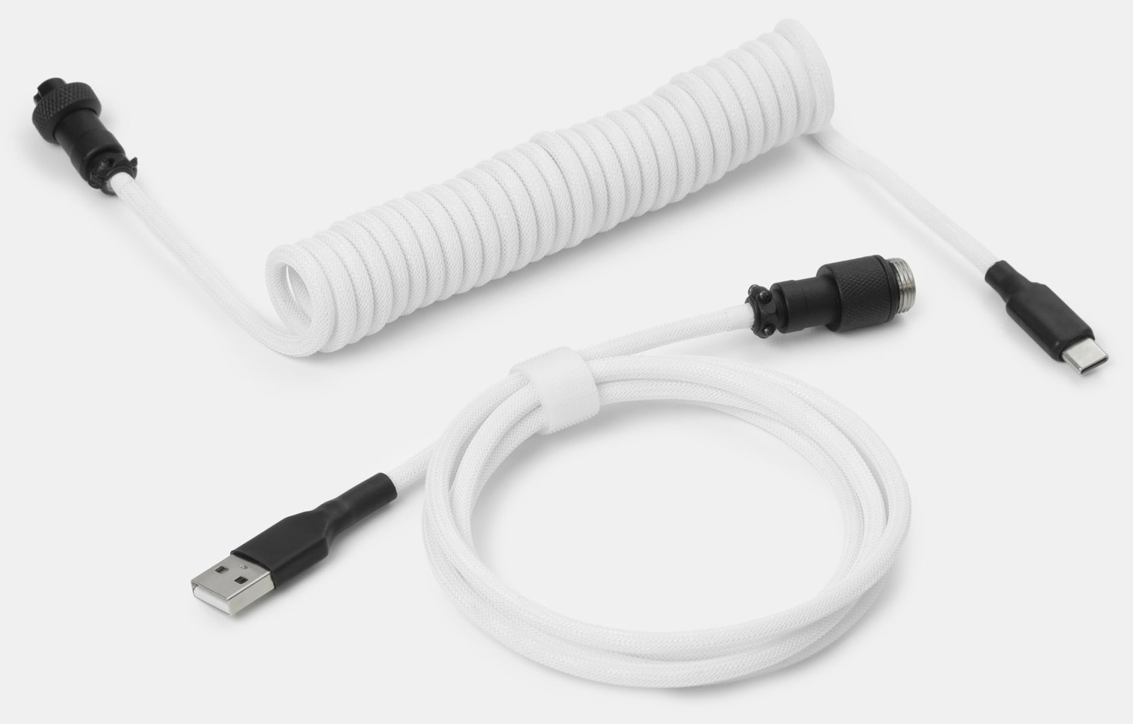 Drop Coiled Keyboard Cable - Black on White | YC8