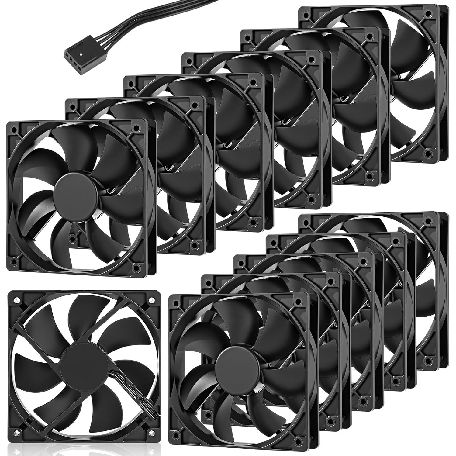 12 Pack 120 Mm Computer Case Fans 3000 RPM High Performance Cooling 4-Pin 12V Do