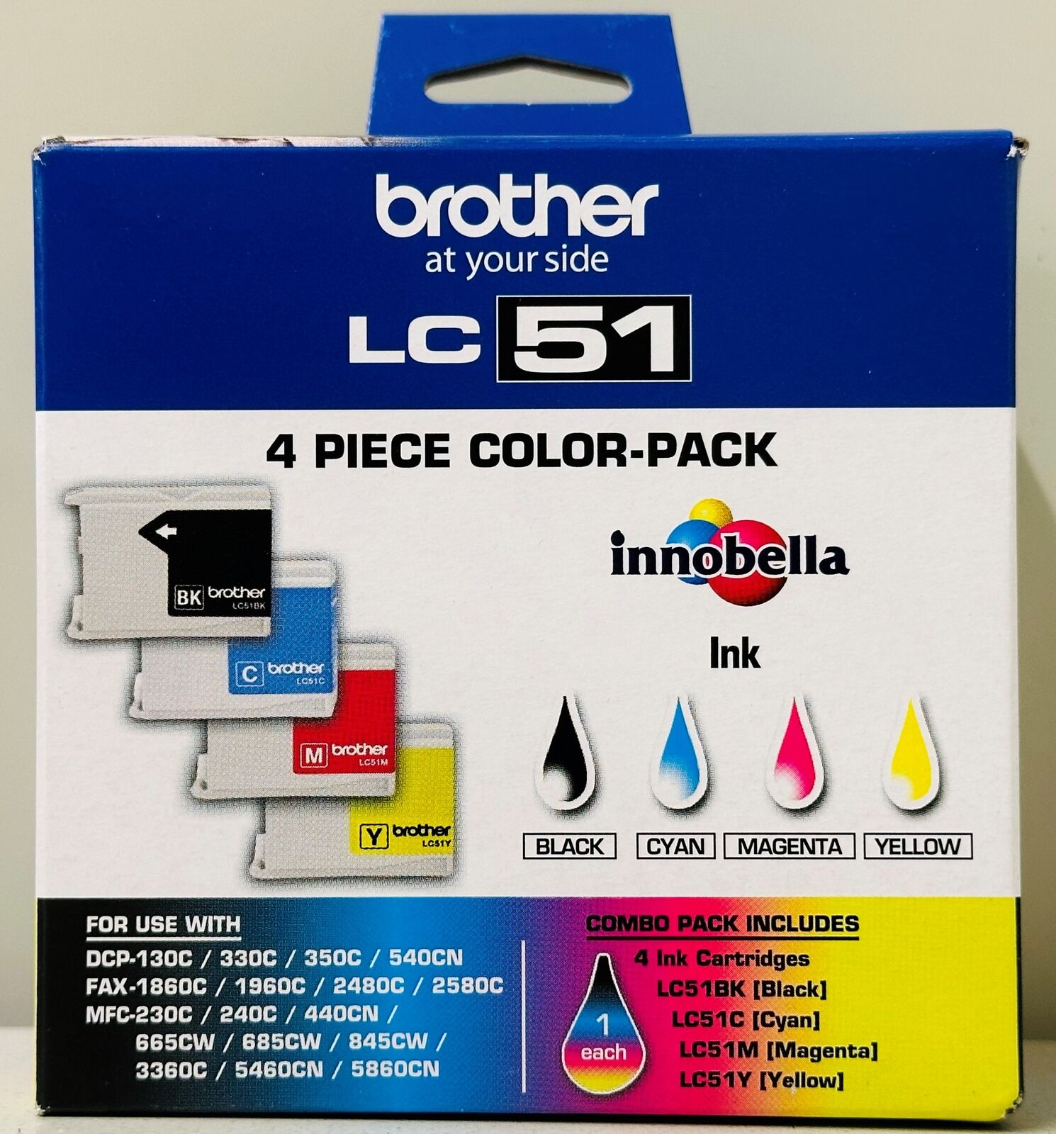 New Genuine Brother LC51 Black Color 4PK Ink Cartridges MFC-5460CN, MFC-5860CN