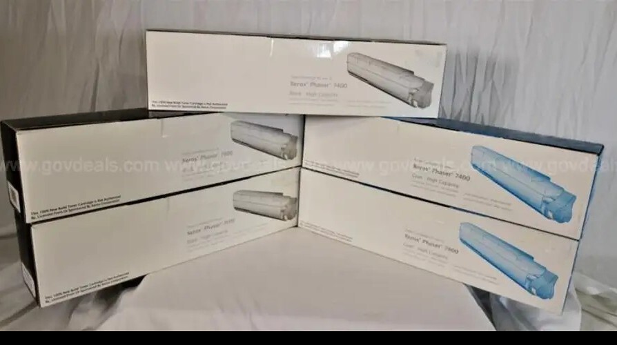 Lot Of 5 Xerox Phaser 7400 COMPATIBLE Toner Cartridges High Yield 3-Black 2-Cyan
