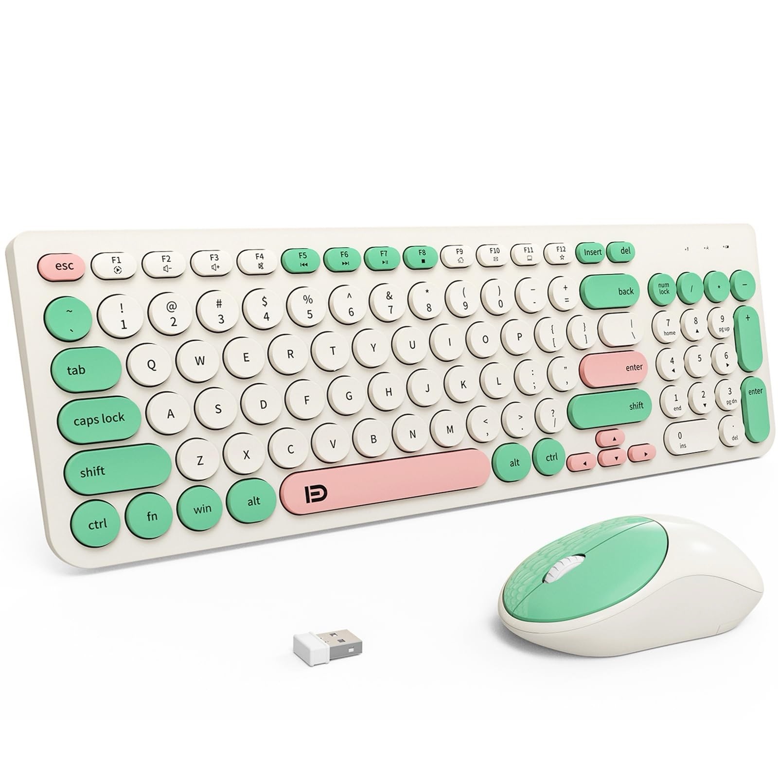 FD Wireless Keyboards and Mouse Combo - 2.4GHz USB Cordless, Cute Wireless Ke...
