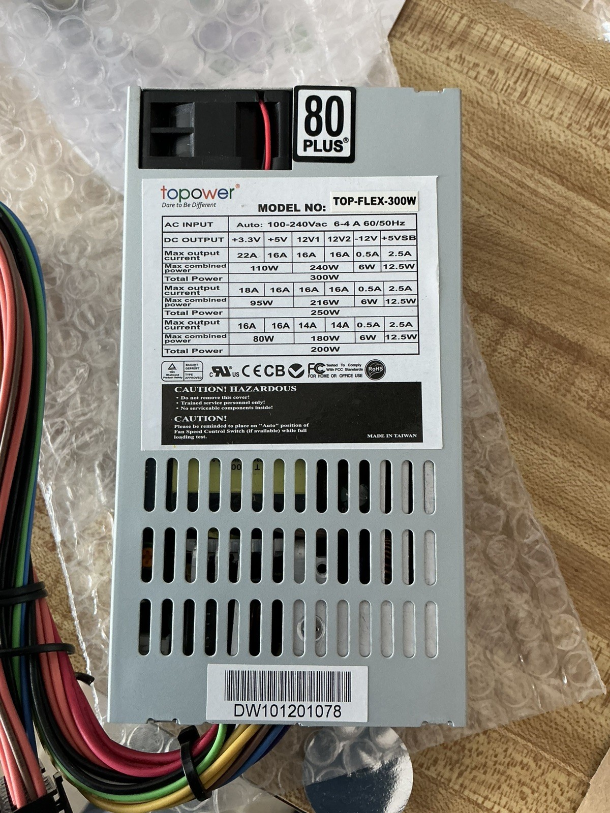 TOPOWER TOP-FLEX-300W 20 + 4 Pin 300W 1U Flex Rackmount Power Supply