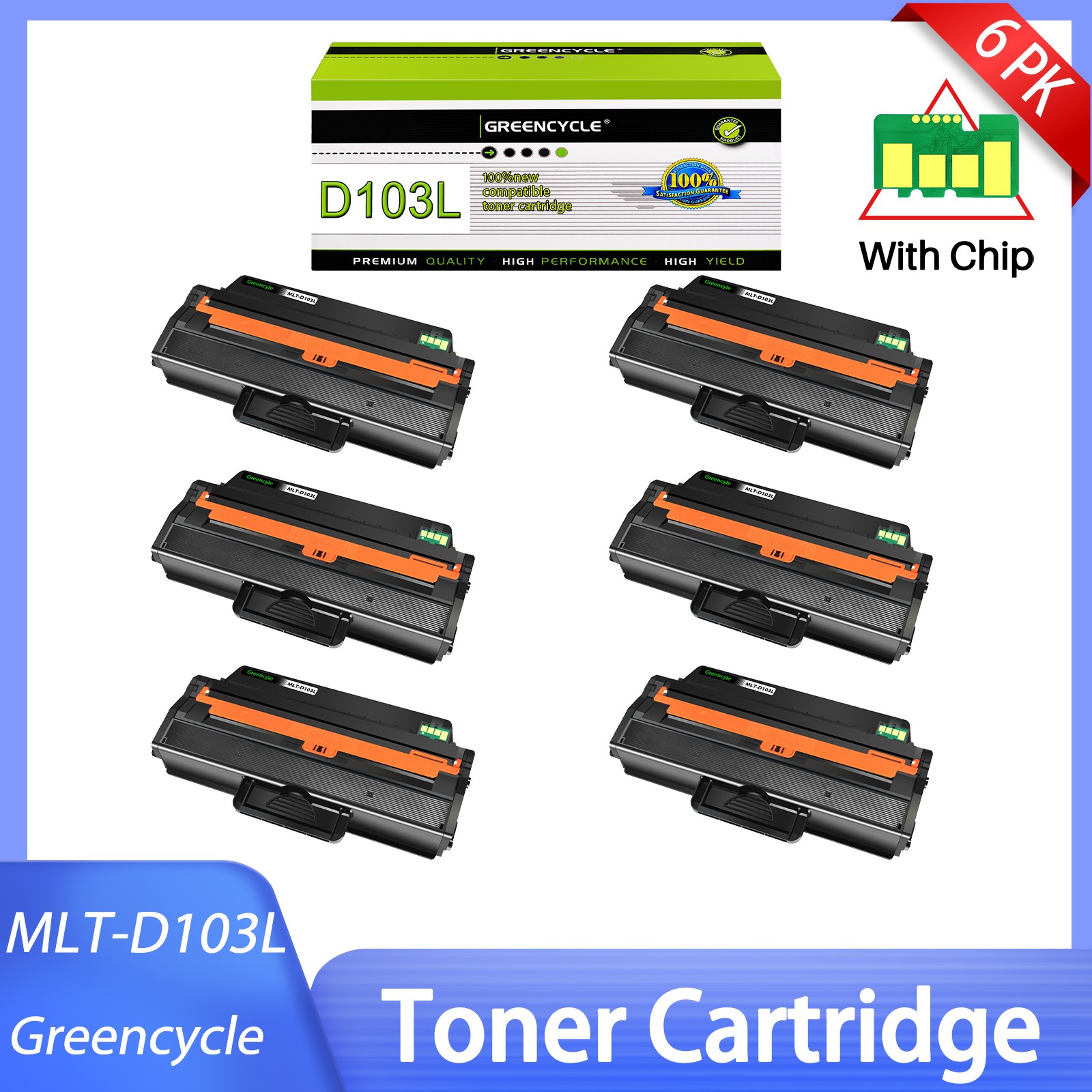 6PK MLT-D103L Black Toner Cartridge For Samsung ML-2955DW ML-2955ND SCX-4729FW