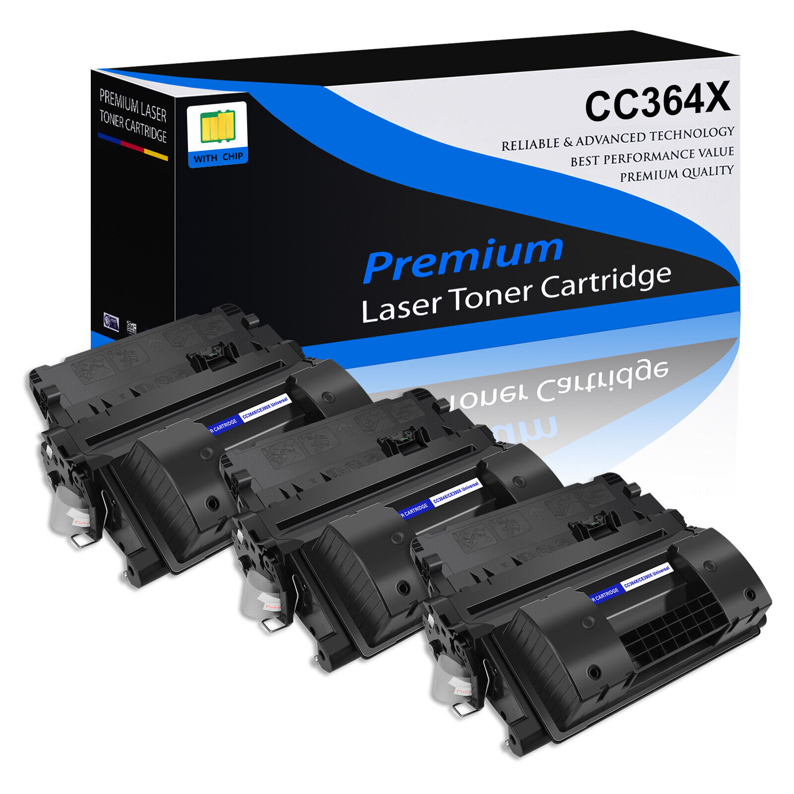 3 PACK - Black CC364X 64X Toner Cartridge For HP LaserJet P4015dn P4015n P4015tn