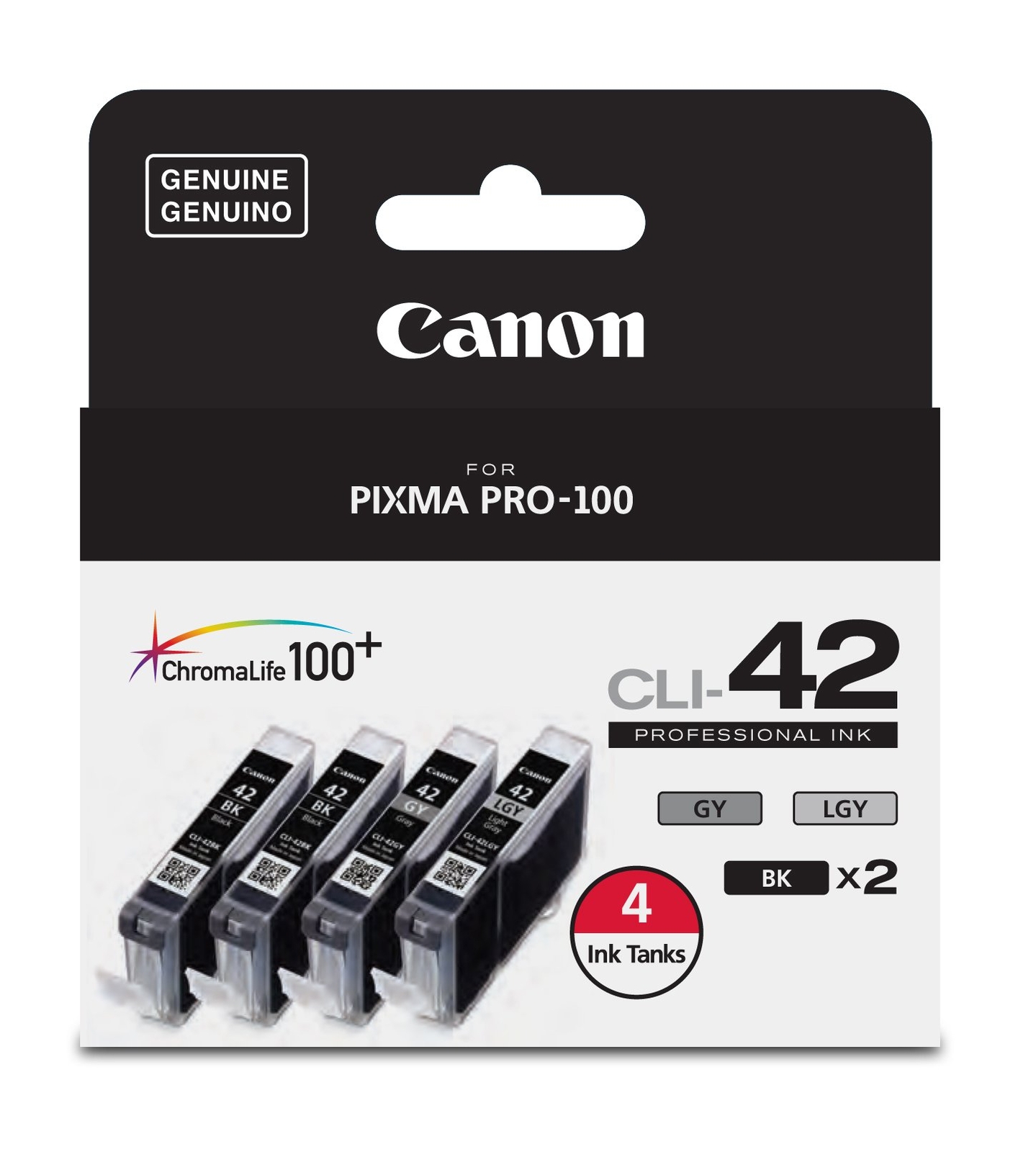 Canon Pixma Pro 100 Inkjet Printer Ink 2 Photo Black 1 Gray 1 Light Gray