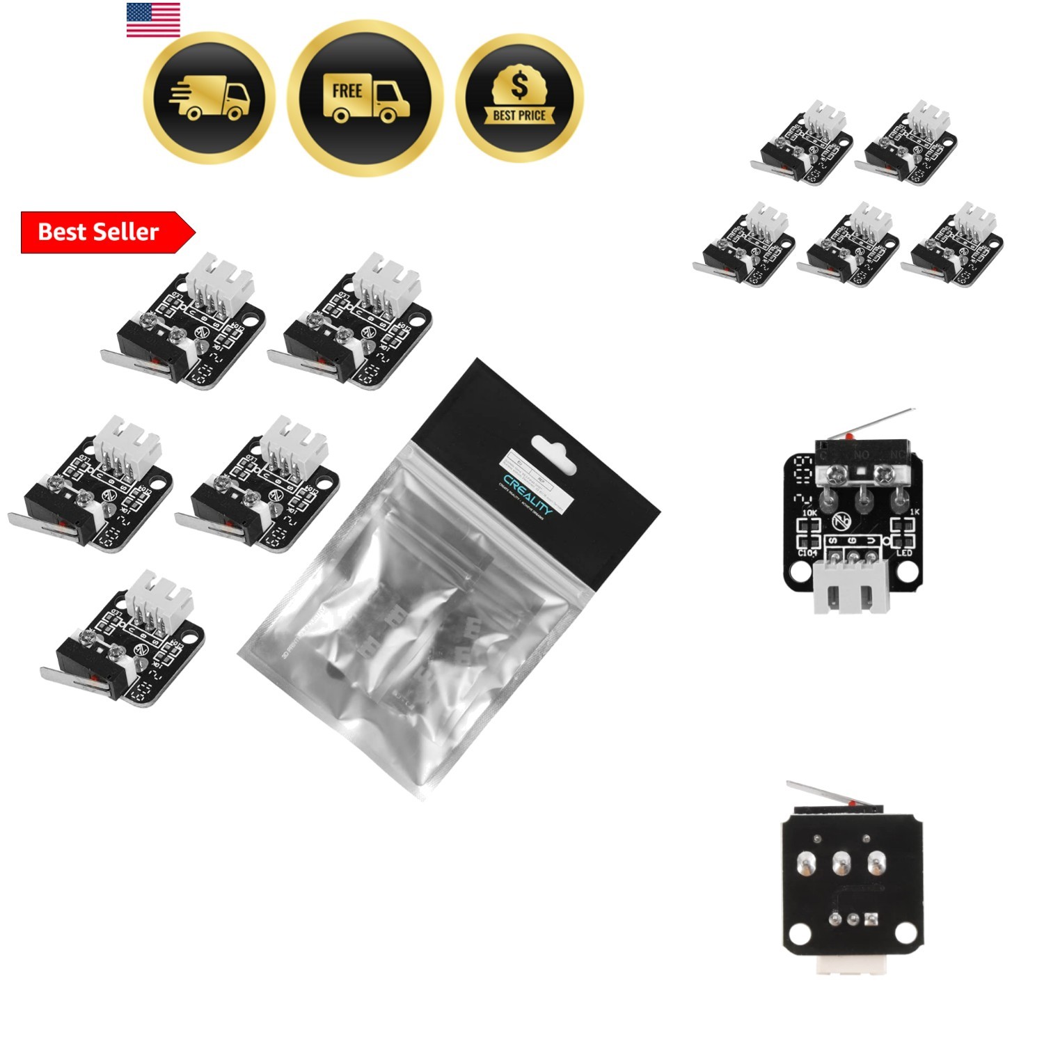 5Pcs Creality  EndStop Limit Switch Kit for Ender 3 V2 Ender3 Pro 3S Ender-3 ...