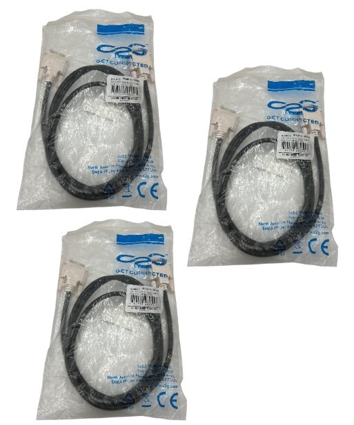 QTY 3 CablesToGo C2G DVI-D Cable 26911 Dual Link Male/Male DL M/M 2 Meters 6 ft