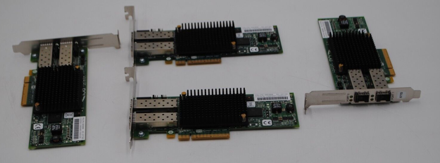 (Lot of 4)Emulex LPE12002 IBM 10N9824 8GB Dual Port  Adapter Card PCIe