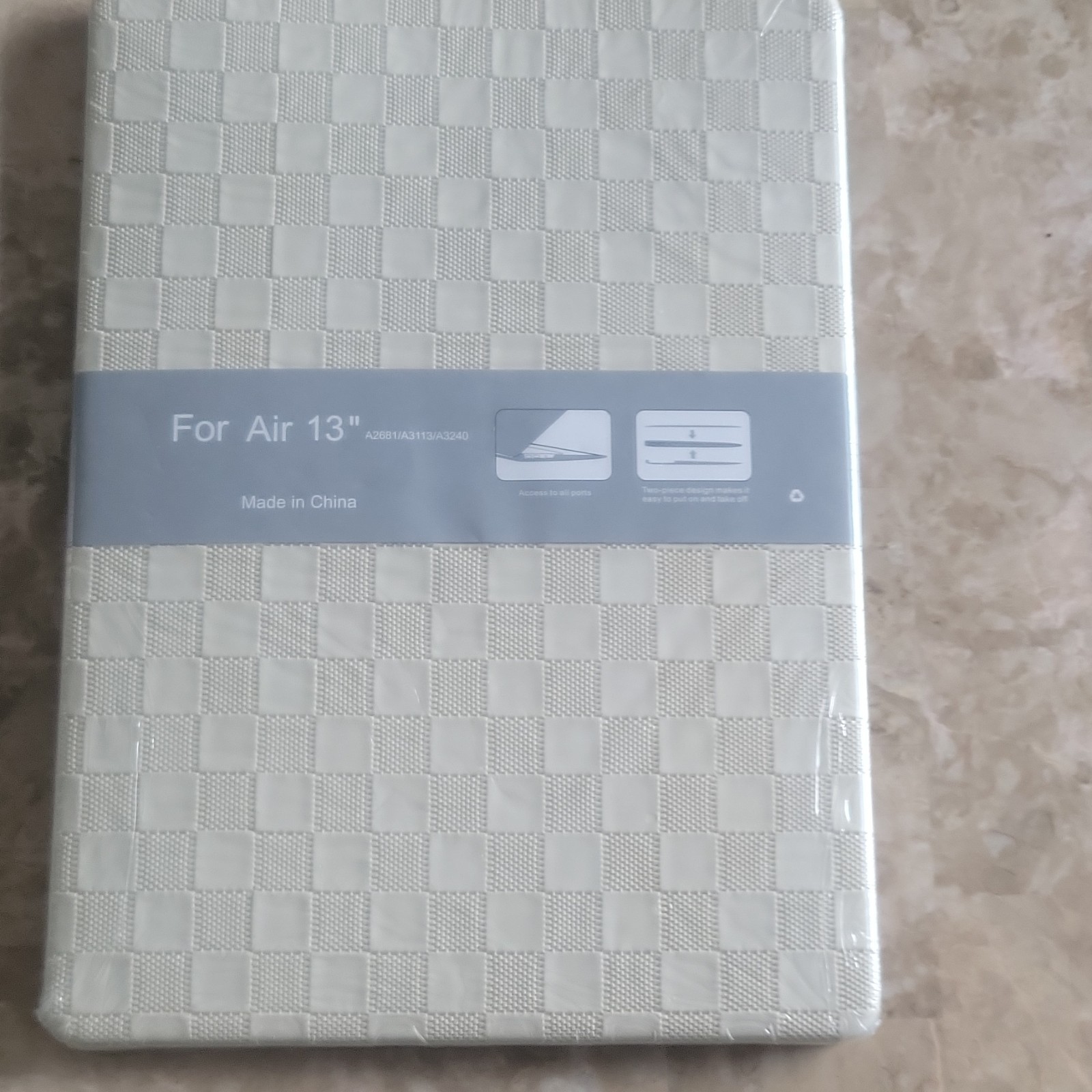 Beige Checkered PVC Hard Shell Case for MacBook Air 13" A2681/A3113/A3240