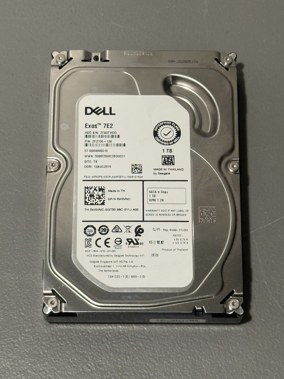 Dell Exos 7E2 1TB 7.2K RPM 6GB/s SATA HDD | 2F2130-136 - ST1000NM0018