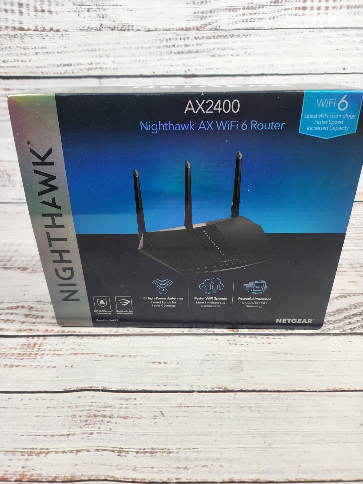 NETGEAR Nighthawk AX2400 5-Stream WIFI 6 Router RAX30-100NAS Black New Open Box