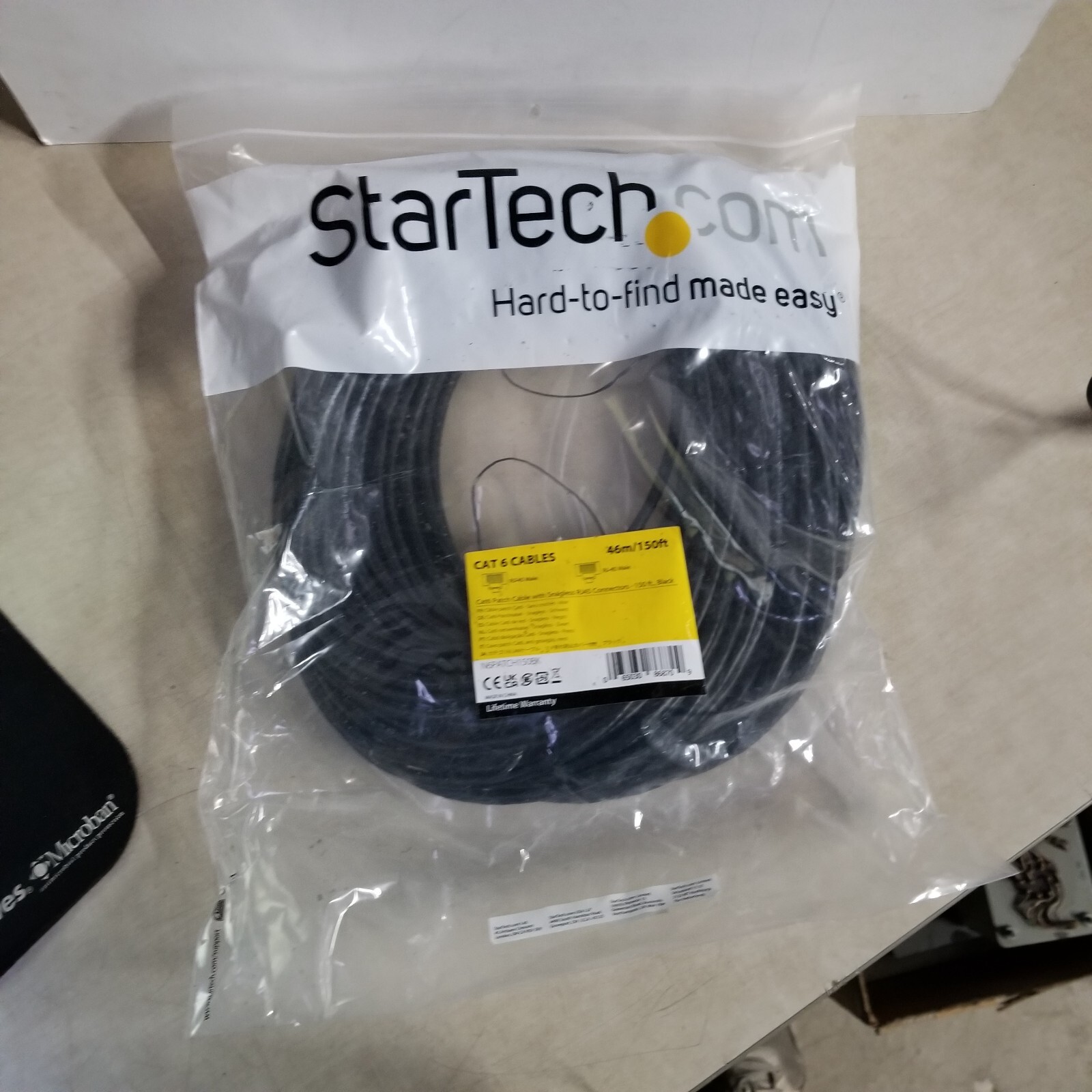 Startech 150FT CAT6 BLACK SNAGLESS ETHERNET CABLE UTP N6PATCH150BK