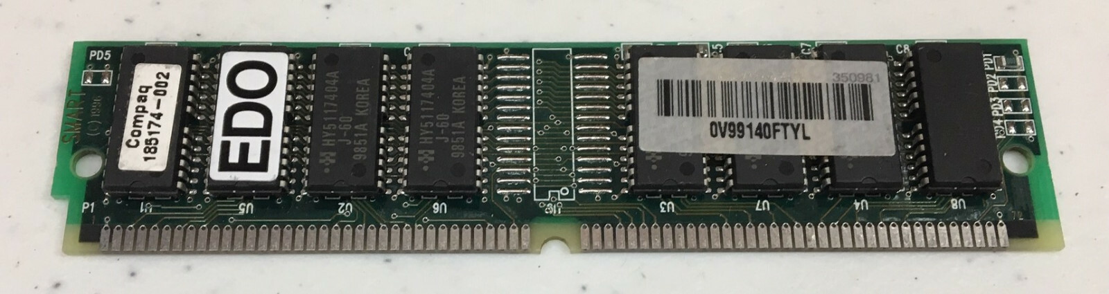 16MB SIMM RAM MODULE, COMPAQ 185174-002, 60NS, EDO, NON-PARITY, 72 PIN